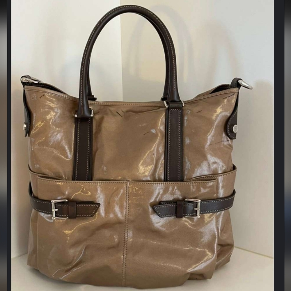 Tod's Tote/Crossbody, Tan/Brown Coated Canvas/Leather, Shoulder Bag - Picture 15 of 16